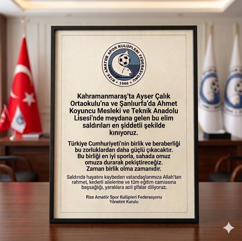 Rize ASKF Yaşanan Olayı Kınadı