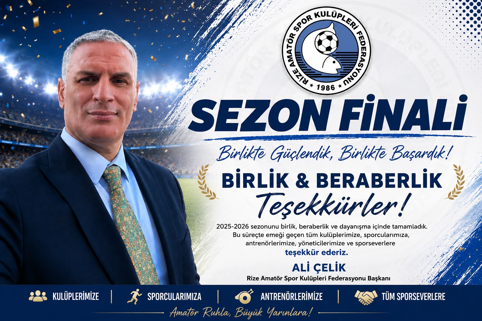 Rize Amatör Spor Camiasında Büyük Sezon Finali: Başarıya ve Birliğe Teşekkür